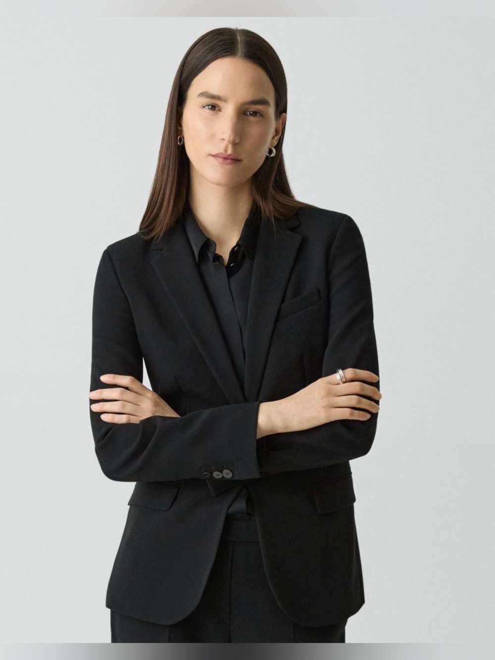 Theory Staple Blazer in Admiral Crepe Black 2